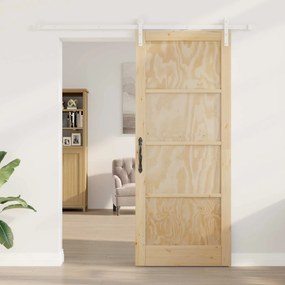 VidaXL Συρόμενη Πόρτα 86 x 211 cm Επεξεργασμένο Ξύλο Φυσικό και Λευκό