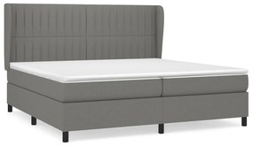 vidaXL Κρεβάτι Boxspring με Στρώμα Σκούρο Γκρι 200x200 εκ. Υφασμάτινο