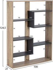 ΒΙΒΛΙΟΘΗΚΗ MARCELINE HM8772.02 100Χ21Χ124,5 ΓΚΡΙ