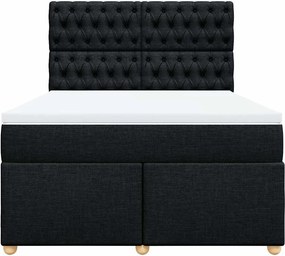 vidaXL Κρεβάτι Boxspring με Στρώμα Μαύρο 160x200 εκ. Υφασμάτινο
