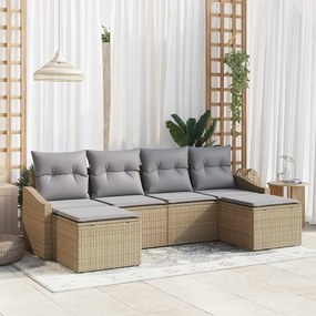 vidaXL Σετ Καναπέ Κήπου 6 pcs Μπεζ Πολυ ράταν