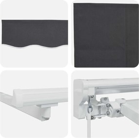 vidaXL Χειροκίνητο πλαίσιο τέντας με LED Ανθρακί 4 x 3,5 μ