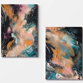 Πίνακας Καμβάς (Σετ 2Τμχ) 910NVT1416 70x100cm Multi Wallity Vertical Wood, Canvas