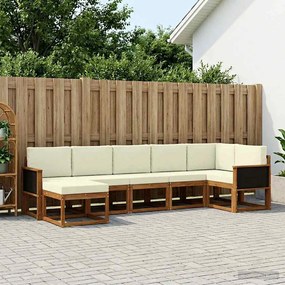 vidaXL Σειρά Καναπέ Εξωτερικού 7 pcs Φυσικό και Κρέμα Πολυεστέρας