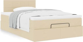 vidaXL Οθωμανικό κρεβάτι με στρώμα Cream 120x200cm ύφασμα