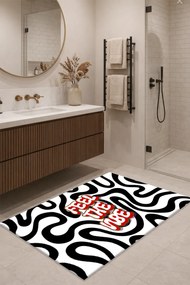 Stewehome Μοντέρνο χαλί μπάνιου με αντιολισθητική βάση dot Λευκό 60x90x6 cm