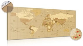Εικόνα στον παγκόσμιο χάρτη φελλού σε μπεζ απόχρωση