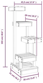 Γατόδεντρο 45,5x 49 x 103 εκ. από Μασίφ Ξύλο Πεύκου  - Καφέ