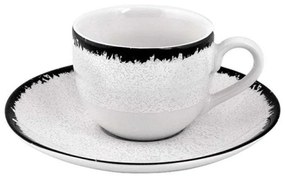 Φλυτζάνι Καφέ Με Πιατάκι (Σετ 6Τμχ) PR182746310 90ml White-Black Oriana Ferelli® Porcelain