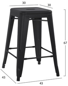 ΣΚΑΜΠΟ ΜΕΣΑΙΟΥ ΥΨΟΥΣ ΜΕΤΑΛΛΙΚΟ MELITA-PRO HM8573.42 ΜΑΥΡΟ ΜΑΤ 43x43x67Υεκ. (1 Τεμμάχια)