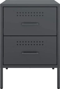vidaXL Κομοδίνα 2 τεμ. Ανθρακί 36x39x50,5 εκ. από Χάλυβα