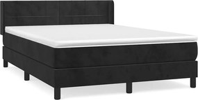 vidaXL Κρεβάτι Boxspring με Στρώμα Μαύρο 140x190 εκ. Βελούδινο
