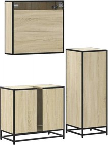 vidaXL Σετ Επίπλων Μπάνιου 3 Τεμαχίων Sonoma Δρυς Επεξεργασμένο Ξύλο