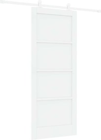 vidaXL Συρόμενη Πόρτα Λευκό 83 x 202 εκ. Μασίφ Ξύλο Πεύκου