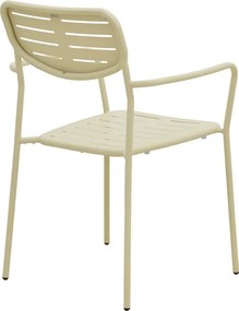 Πολυθρόνα Deraby pakoworld στοιβαζόμενη κρεμ μέταλλο 56x45.5x83εκ