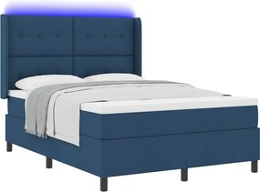 vidaXL LED Κρεβάτι με βάθρο με στρώμα Μπλε 160 x 200 cm ύφασμα