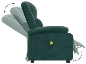 vidaXL Πολυθρόνα Μασάζ Σκούρο Πράσινο Βελούδινη