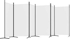 vidaXL Διαχωριστικό Δωματίου με 6 Πάνελ Λευκό 520 x 180 εκ. από Ύφασμα