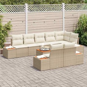 vidaXL Σετ Καναπέ Κήπου με μαξιλάρι 8 pcs Μπεζ και Κρέμα Πολυρατάν