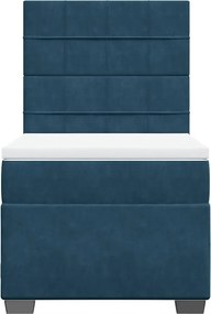 vidaXL Κρεβάτι Boxspring με Στρώμα Μπλε 80 x 200 εκ. Βελούδινο
