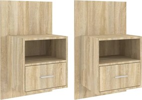vidaXL Κομοδίνα Επιτοίχια 2 τεμ. Sonoma Δρυς