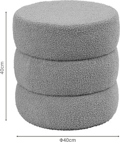 Σκαμπό-πουφ Kioto pakoworld μπουκλέ καφέ Φ40x40εκ