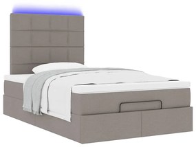 vidaXL Οθωμανικό κρεβάτι με στρώμα & LEDs Taupe 120x200cm ύφασμα