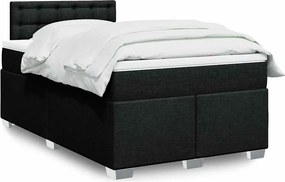 vidaXL Κρεβάτι Boxspring με Στρώμα Μαύρο 120x190 εκ. Υφασμάτινο