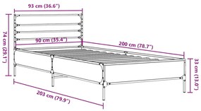 ΠΛΑΙΣΙΟ ΚΡΕΒΑΤΙΟΥ ΚΑΦΕ ΔΡΥΣ 90X200 ΕΚ. ΕΠΕΞ. ΞΥΛΟ &amp; ΜΕΤΑΛΛΟ 845586