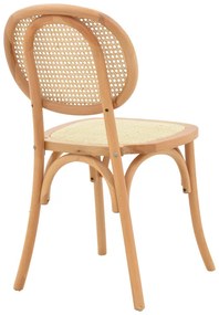 Καρέκλα στοιβαζόμενη Zoel ξύλο οξιάς και rattan σε φυσική απόχρωση 45x52x82εκ