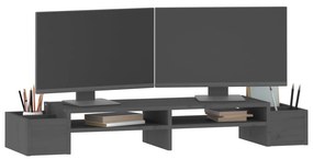 vidaXL Βάση Οθόνης Γκρι 100x27,5x15 εκ. από Μασίφ Ξύλο Πεύκου