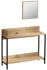 Κονσόλα Με Καθρέπτη Jan 793ELG3406 100x35x87/42x42cm Oak-Black Μοριοσανίδα, Μελαμίνη