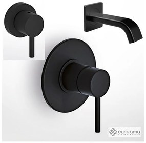 Eurorama TONDA Μίκτης εντοιχισμού &amp; εκτροπέας περιστροφικός 3 εξόδων &amp; Στόμιο επίτοιχο 14,2cm Φ31mm Black Matt
