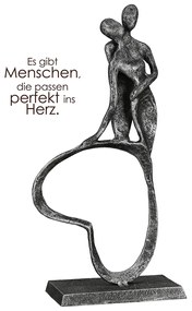 Γλυπτό Καρδιά &#039;Stand by Me&#039; Ζευγάρι Μοτίβο Σιδερένιο Ανθρακί/Ασημί 5x11x23cm