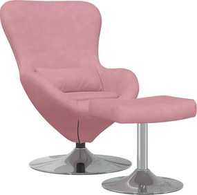 vidaXL Αυγό Καρέκλα με Σκαμνί Ροζ Βελούδο