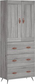 vidaXL Ντουλάπι Γκρι Sonoma 69,5 x 34 x 180 εκ. Επεξεργασμένο Ξύλο