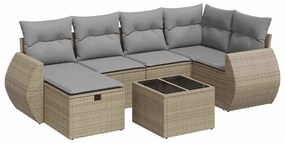 vidaXL Σαλόνι Κήπου Σετ 7 τεμ. Μπεζ Συνθετικό Ρατάν με Μαξιλάρια