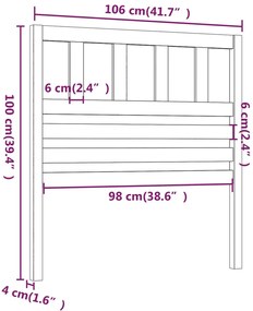 vidaXL Κεφαλάρι κρεβατιού Καφέ 106x4x100 εκ. από Μασίφ Ξύλο Πεύκου