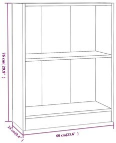 vidaXL Βιβλιοθήκη Γυαλιστερό Μαύρο 60x24x74,5 εκ. Επεξεργασμένο Ξύλο
