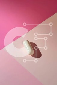 Intra Συλλεκτικό Ξύλινο Παζλ Plywood  4mm - Λευκό χάπι σε πορτοκαλί και ροζ φόντο Σε Ξύλινο Κουτί - Διαστάσεις Puzzle: 10x10 cm – 25 κομμάτια