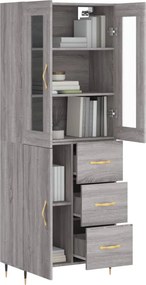 vidaXL Ντουλάπι Γκρι Sonoma 69,5 x 34 x 180 εκ. Επεξεργασμένο Ξύλο