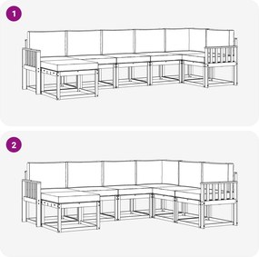 vidaXL Σειρά Καναπέ Εξωτερικού 7 pcs Άσπρο και Ανθρακί Πολυεστέρας