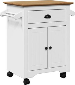 vidaXL Καροτσάκι κουζίνας BODO Λευκό και καφέ 72x45x80 cm