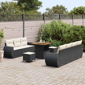 vidaXL Σετ Καναπέ Κήπου 10 pcs Μαύρο συνθετικό ρατάν
