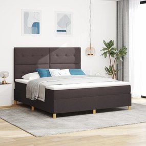 vidaXL Κρεβάτι με Στρώμα & LED Καφέ Σκούρο 180x200 εκ ύφασμα
