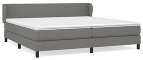 Κρεβάτι Boxspring με Στρώμα Σκούρο Γκρι 200x200 εκ. Υφασμάτινο - Γκρι