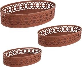 ΚΑΛΑΘΙ ΟΒΑΛ ΣΕΤ/3 ΣΥΝΘ. ΔΕΡΜΑ ΚΑΦΕ 45X27X10-37X25X8-32X22X8CM