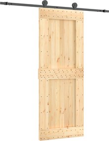vidaXL Συρόμενη Πόρτα Φυσικό και Μαύρο 80 x 210 cm
