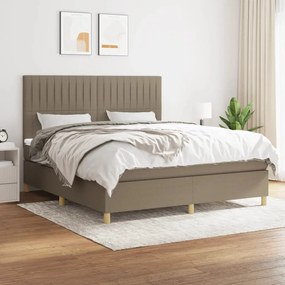 vidaXL Κρεβάτι Boxspring με Στρώμα Taupe 180x200 εκ. Υφασμάτινο