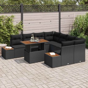 vidaXL Σετ Καναπέ Κήπου με αποθήκευση 9 pcs Μαύρο Πολυ ράταν